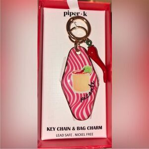 PIPER K Retro Style Motel Hotel‎ Key Chili Pepper Keychain Bag Charm NEW NWT